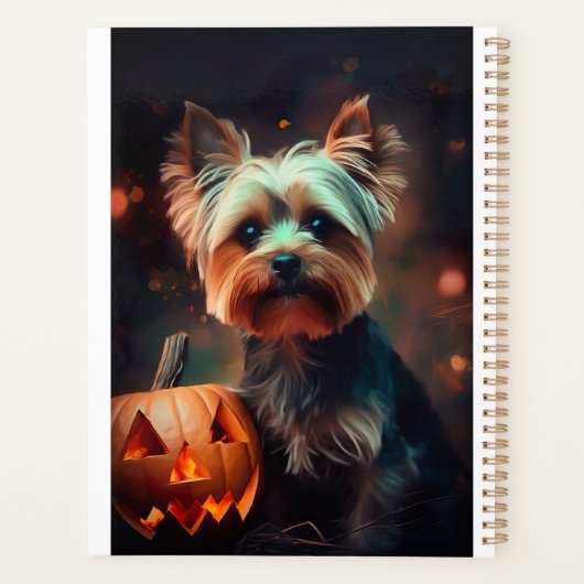 Halloween Yorkshire Terrier met pompoenen eng Planner (Achterkant)