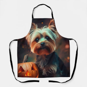 Halloween Yorkshire Terrier met pompoenen eng Schort
