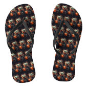 Halloween Yorkshire Terrier met pompoenen eng Teenslippers (Voetbed)