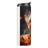 Halloween Yorkshire Terrier met pompoenen eng Thermosbeker (Gedraaid links)