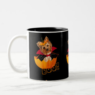 Halloween Yorkshire terrier pompoen Tweekleurige Koffiemok