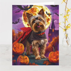 Halloween Yorkshire Terrier Vampier Pompoenen Grie Kaart