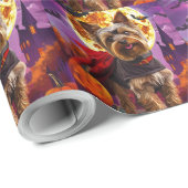 Halloween Yorkshire Terrier Vampire Pumpkins eng Cadeaupapier (Rol Hoek)