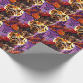 Halloween Yorkshire Terrier Vampire Pumpkins eng Cadeaupapier (Hoek)