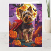 Halloween Yorkshire Terrier Vampire Pumpkins eng Kaart (Voorkant)