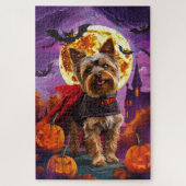 Halloween Yorkshire Terrier Vampire Pumpkins eng Legpuzzel (Verticaal)