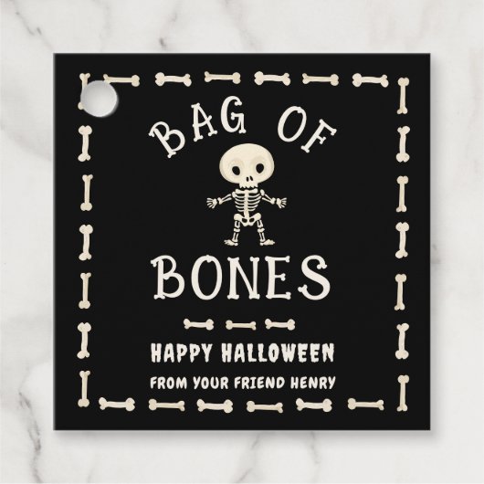Halloween Zak Met Botten Bedankjes Labels (Voorkant)