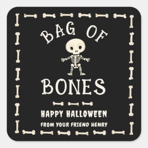 Halloween Zak Met Botten Vierkante Sticker