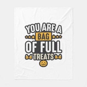 Halloween Zak Met Snoepjes Vintage Vector Design_1 Fleece Deken