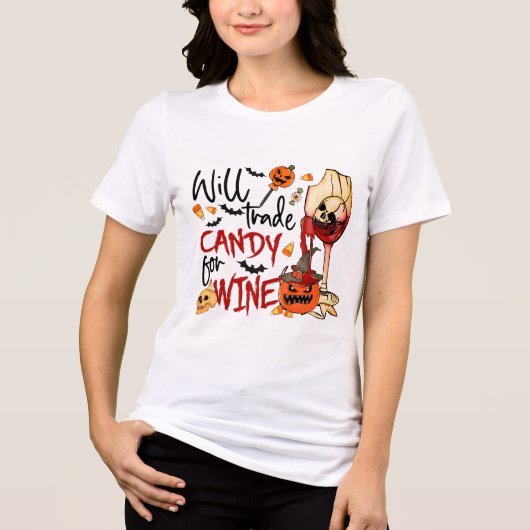 Halloween zal Snoep verhandelen voor wijn Funny Pu Tri-Blend Shirt (Voorkant)