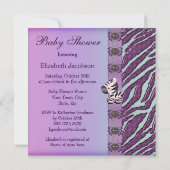 Halloween Zebra Paars Animal Print Baby shower Kaart (Achterkant)