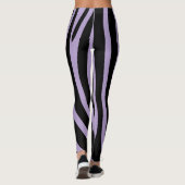 Halloween Zebra Stripes Zwart & Lavendel Leggings (Achterkant)