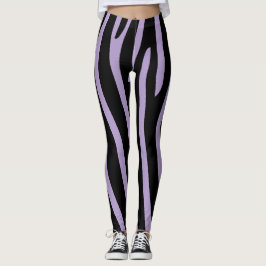 Halloween Zebra Stripes Zwart & Lavendel Leggings