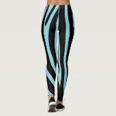 Halloween Zebra Stripes Zwart & Lichtblauw Leggings (Achterkant)
