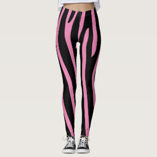 Halloween Zebra Stripes Zwart & Roze Leggings