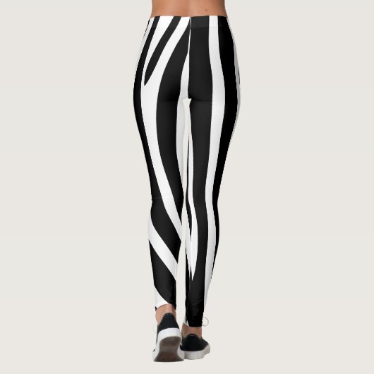 Halloween Zebra Stripes Zwart & Wit Leggings (Achterkant)