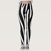 Halloween Zebra Stripes Zwart & Wit Leggings (Voorkant)