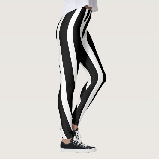 Halloween Zebra Stripes Zwart & Wit Leggings (Rechts)