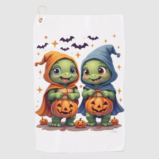 Halloween Zee Turtle Ghost Turtles T-shirt Golfhanddoek (Voorkant)