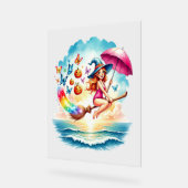 Halloween Zeemeermin Heks op Broom Acryl Bord (Hoek)