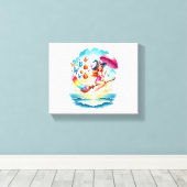 Halloween Zeemeermin Heks op Broom Canvas Afdruk (Insitu (Houten vloer))