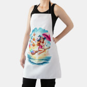 Halloween Zeemeermin Heks op Broom Schort (Insitu)