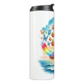 Halloween Zeemeermin Heks op Broom Thermosbeker (Gedraaid links)