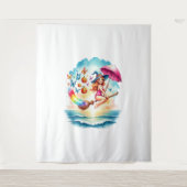 Halloween Zeemeermin Heks op Broom Wandkleed (Voorkant)