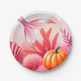 Halloween Zeemeermin Roze  Papieren Bordje