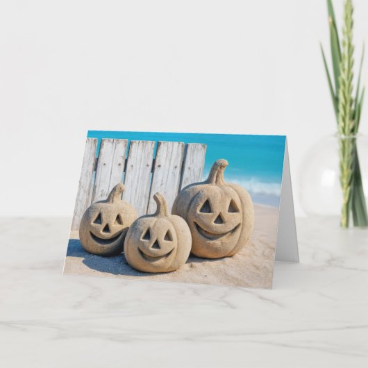 Halloween Zeeoever Zand Jack o' Lanterns Kaart (Voorkant)