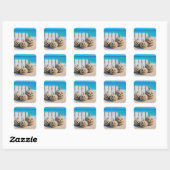 Halloween Zeeoever Zand Jack o' Lanterns Vierkante Sticker (Vel)