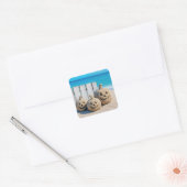 Halloween Zeeoever Zand Jack o' Lanterns Vierkante Sticker (Envelop)