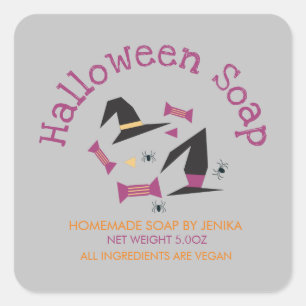 Halloween Zeep Thuisgemaakte Ambachtelijke Zakelij Vierkante Sticker