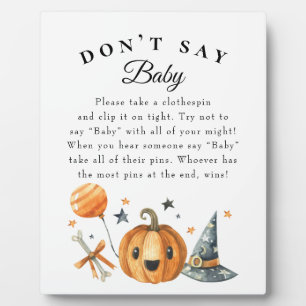 Halloween "Zeg niet tegen Baby" Baby shower Game P Fotoplaat
