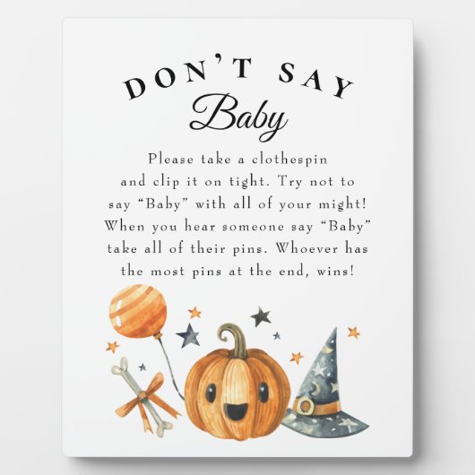 Halloween "Zeg niet tegen Baby" Baby shower Game P Fotoplaat (Voorkant)