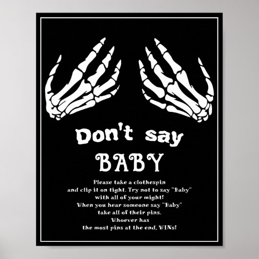 Halloween "Zeg niet tegen Baby" Baby shower Game P Poster (Voorkant)