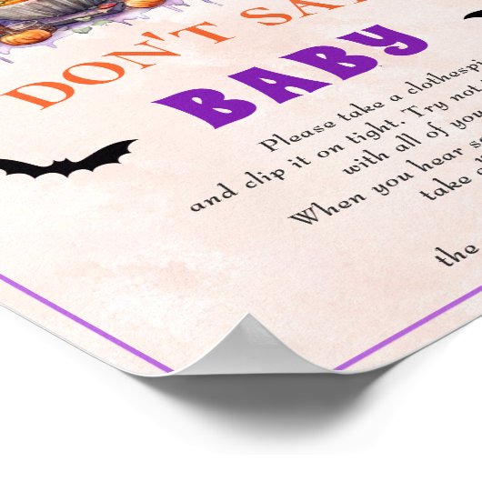 Halloween "Zeg niet tegen Baby" Baby shower Game P Poster (Hoek)