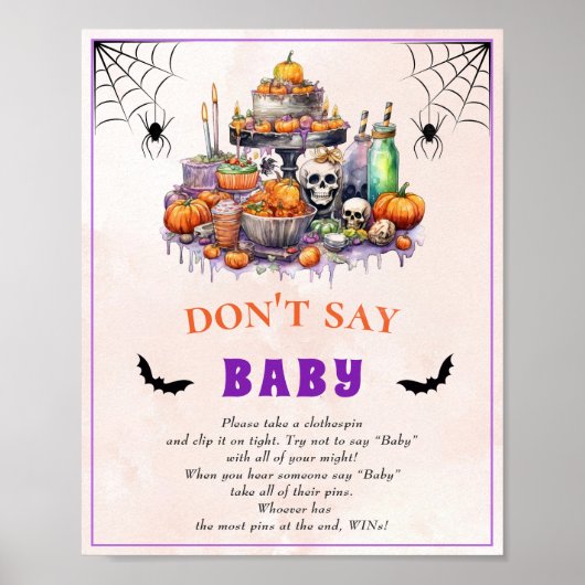 Halloween "Zeg niet tegen Baby" Baby shower Game P Poster (Voorkant)