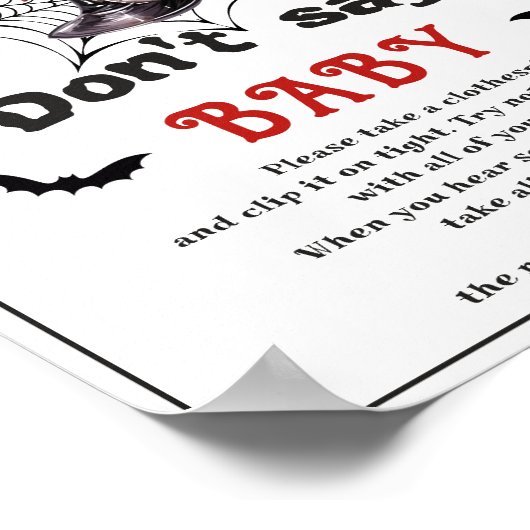 Halloween "Zeg niet tegen Baby" Baby shower Game P Poster (Hoek)