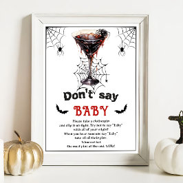 Halloween "Zeg niet tegen Baby" Baby shower Game P Poster