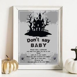 Halloween "Zeg niet tegen Baby" Baby shower Game P Poster