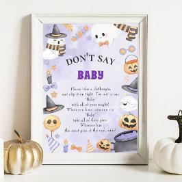 Halloween "Zeg niet tegen Baby" Baby shower Game P Poster