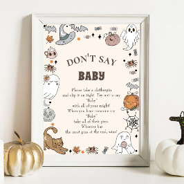Halloween "Zeg niet tegen Baby" Baby shower Game P Poster