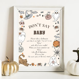 Halloween "Zeg niet tegen Baby" Baby shower Game P Poster