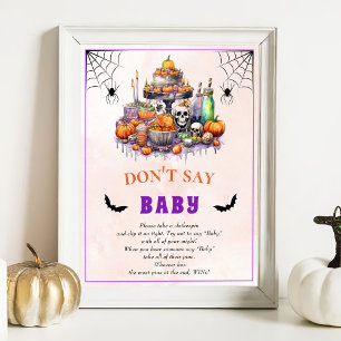 Halloween "Zeg niet tegen Baby" Baby shower Game P Poster