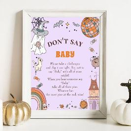 Halloween "Zeg niet tegen Baby" Baby shower Game P Poster