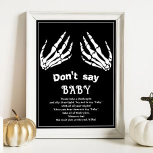 Halloween "Zeg niet tegen Baby" Baby shower Game P Poster