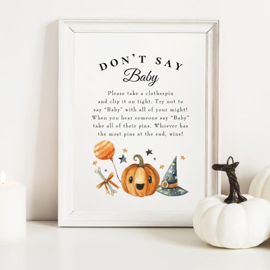 Halloween "Zeg niet tegen Baby" Baby shower Game P Poster