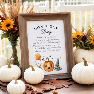 Halloween "Zeg niet tegen Baby" Baby shower Game P Poster