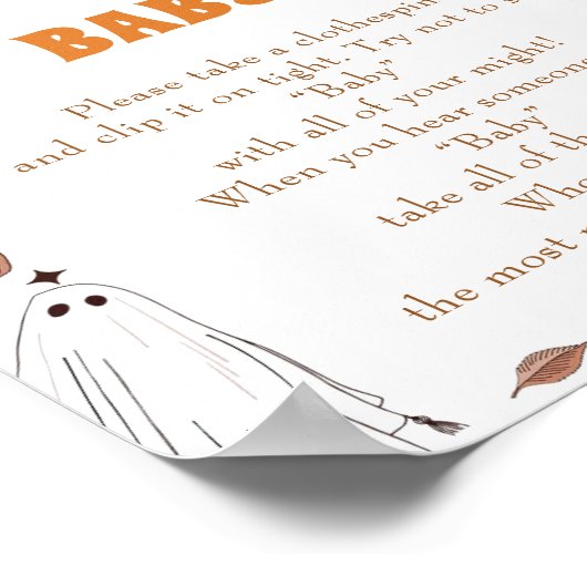 Halloween "Zeg niet tegen Baby" Baby shower Game P Poster (Hoek)